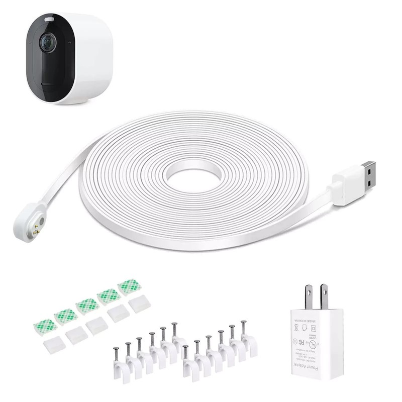 26ft Magnetic Charging Cable With Charger For Arlo Pro 4/pro 5s/pro 3/ultra 2 Sp