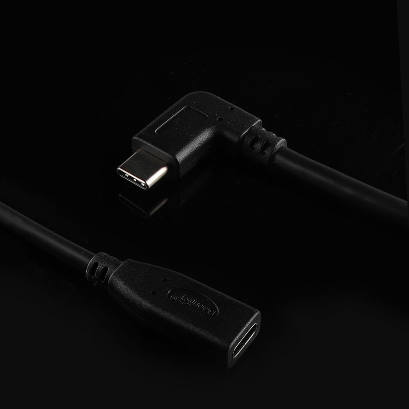 30CM Type-C USB 3.1 Male to USB-C Female 90 degree Extension Data Cord gallery
