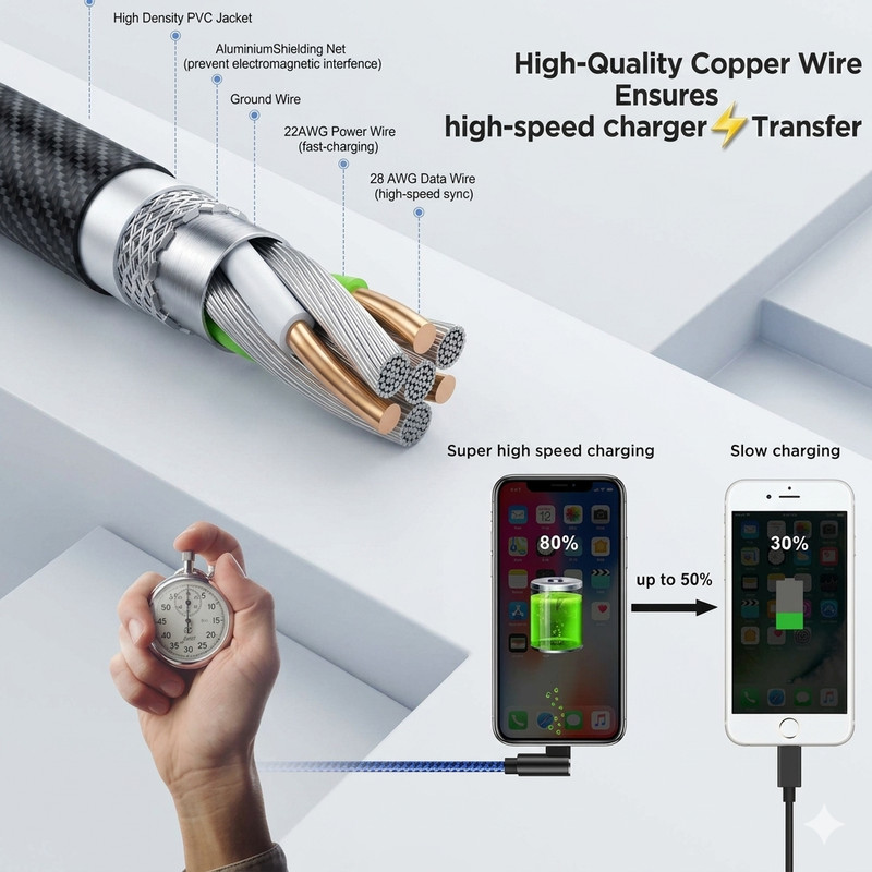 4 PACK 6ft 90 Degree Angle Fast Charging Cable Rapid Charger Charge Sync Cord gallery