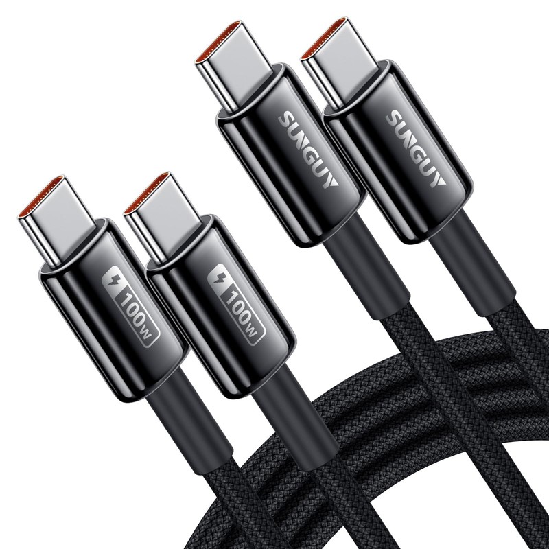 100W USB C to USB C Cable 2-Pack 6.6FT, 5A Fast Charging