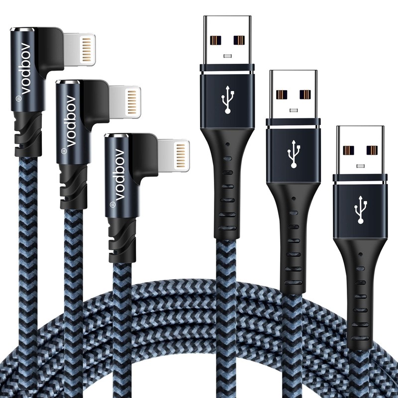iPhone Charger Lightning Cord 3Pack 1FT 3FT 6FT Right Angle MFi Certified Cab... gallery