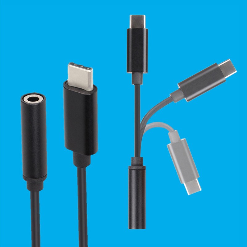 1x Black USB C Male to 3.5mm Female Headphone Adapter Jack, 120mm Length