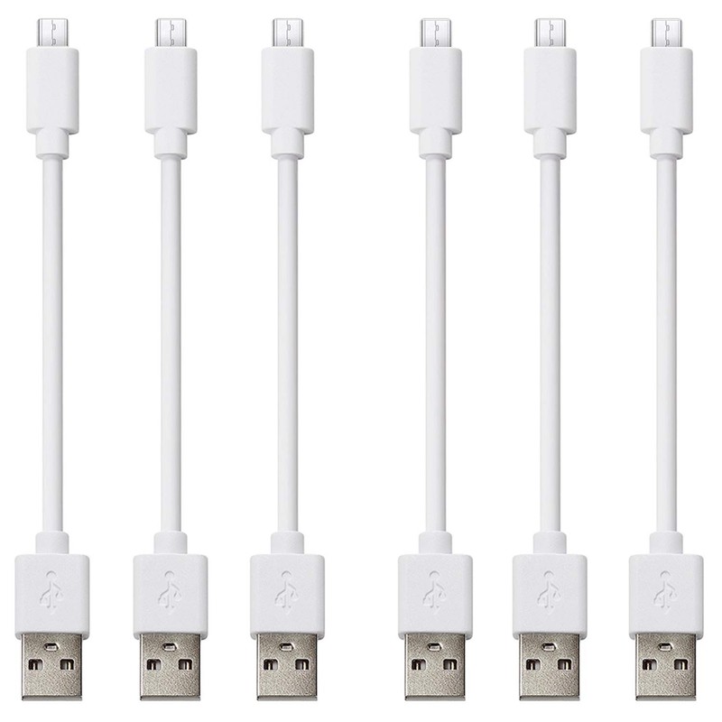 Short Micro Usb Cable 6 Pack 1ft White Android Phone Charger Cord High Speed C