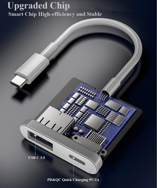USB C OTG Adapter with Power, 2 in 1 C to Female PD 60W White gallery
