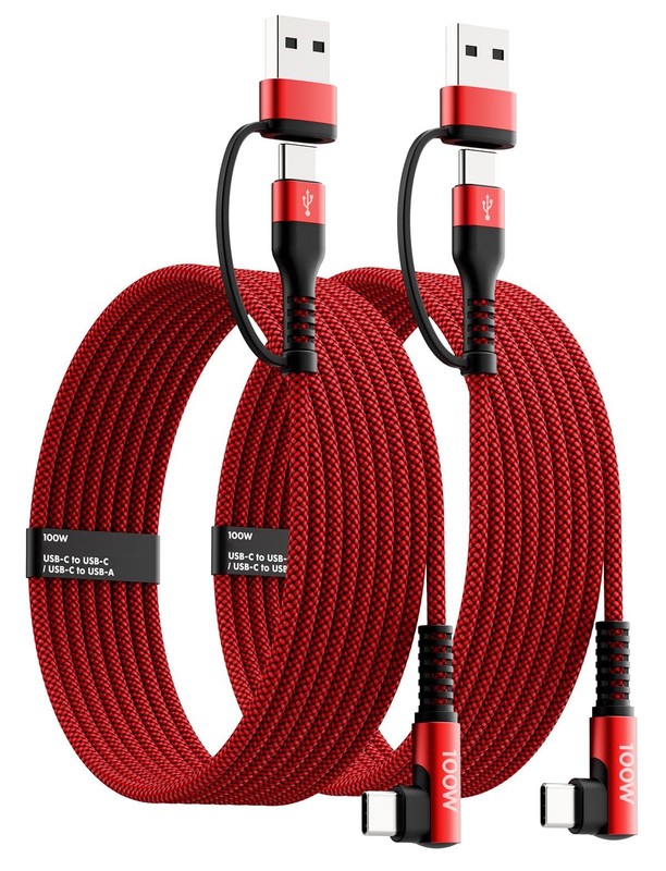 100W Fast USB Charger Cable Right Angle, 100W 2-Pack 6 ft USB to USB Cable, 9…