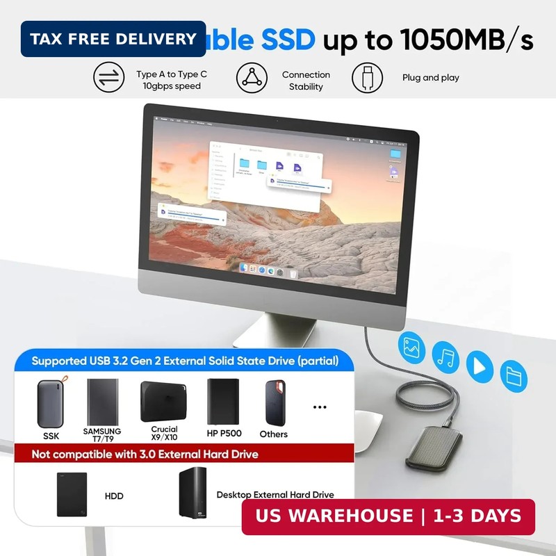 FEMORO USB A to USB C Data Cable 3ft, USB 3.1/3.2 Gen 2 A to Type C 10Gbps High gallery