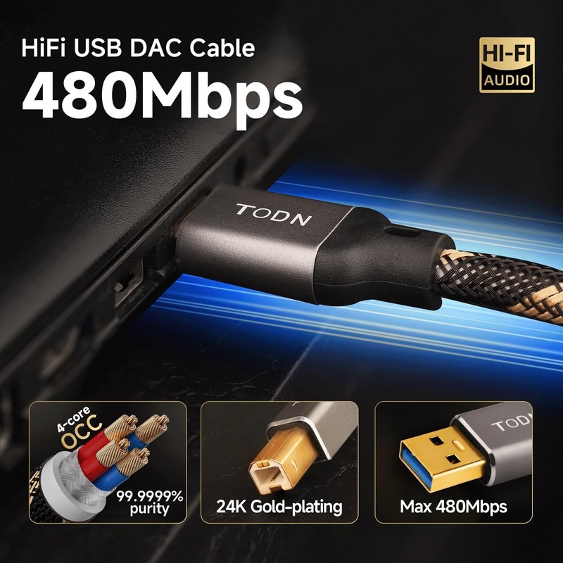 Audiophile USB Printer Cable with Upgraded 4-Core OCC, USB A to USB B Cable f... gallery