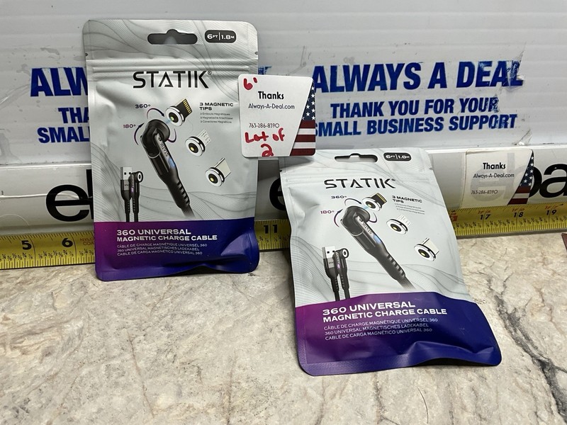 Statik 360 Rotating Magnetic Charging Cable 6’ LOT X2 Magnetic USB C MINI + ATL gallery