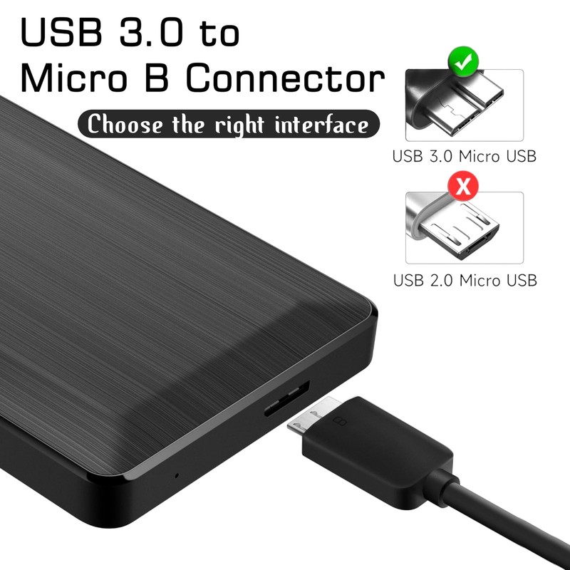 USB 3.0 Cable A to Micro B 20cm Lead Black 5 Gbps High Speed Data Cord gallery