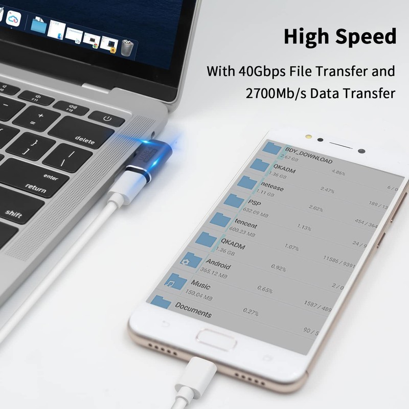 USB 4 Right Angle Type C 40Gbps Extender 8K 100W Laptop Tablet Charging Adapter gallery