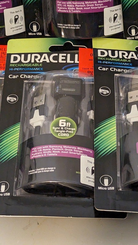 lot of 12 Duracell Car Charger- 6 ft Sync & Charge Cord-3.1 Amp Dual USB Ports gallery
