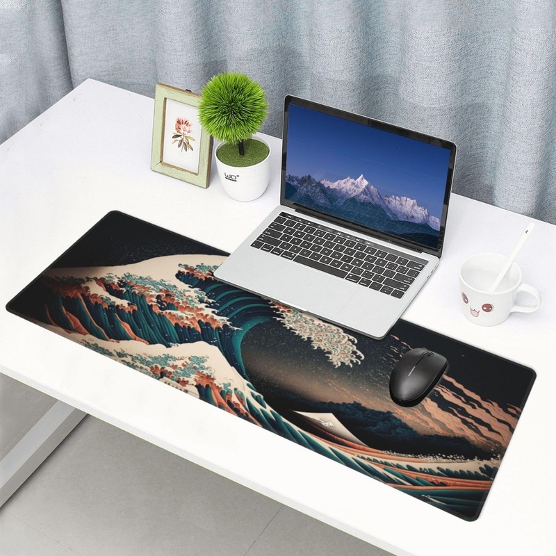 Japanese Waves in The Dark Gaming Mouse Pad XL, Large Non Slip Rubber Mousepa... gallery