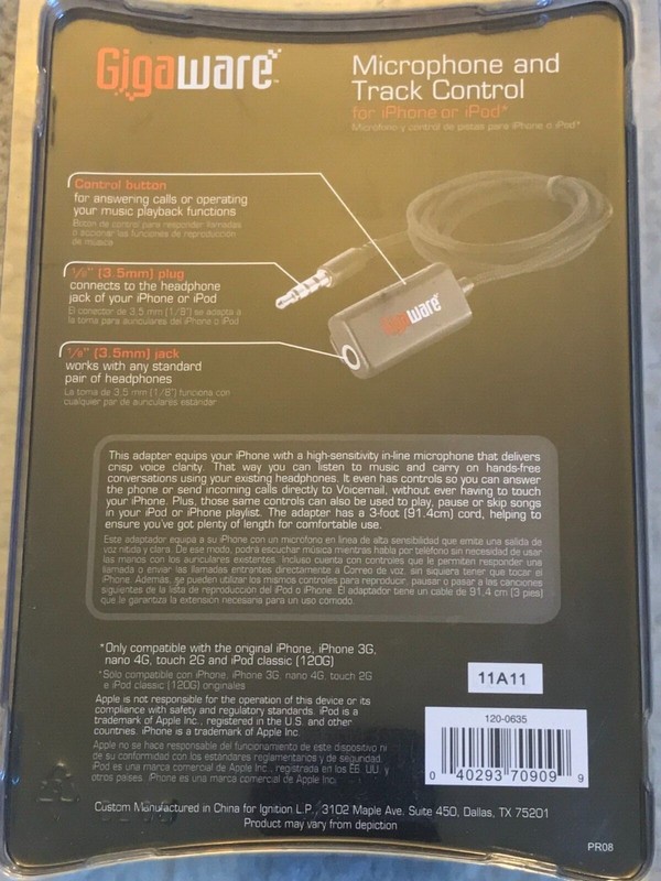 Gigaware Microphone/Call Control/Track Control for iPhone/iPod #12-635 gallery
