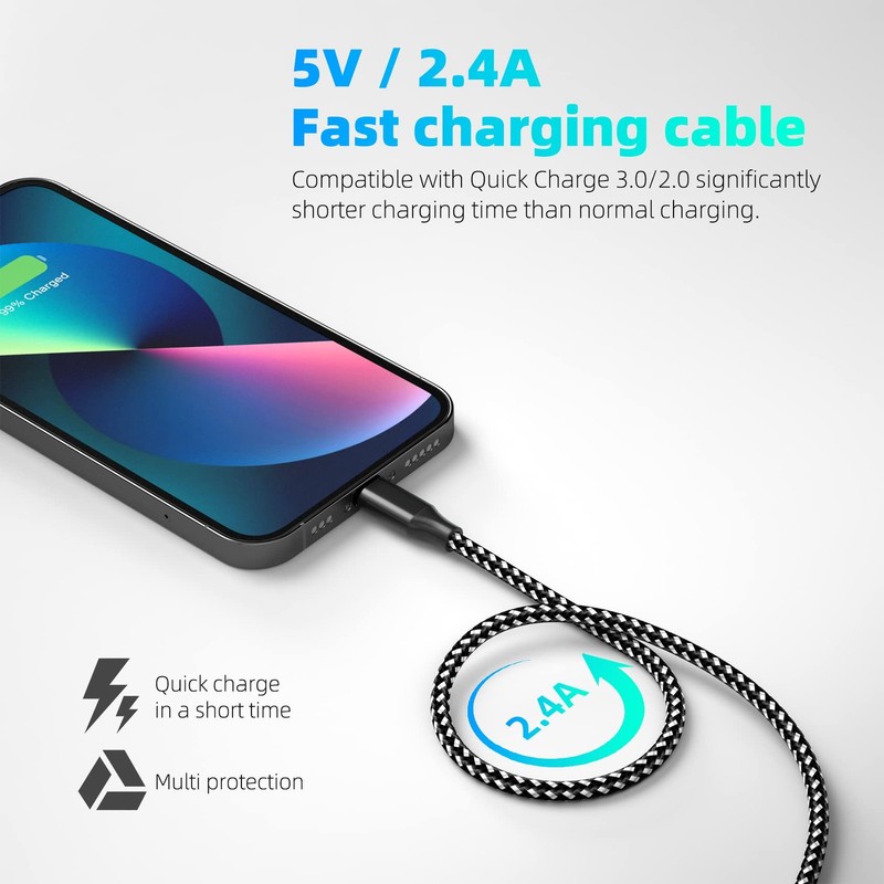 iPhone Charger Apple MFi Certified 3pack 10FT Long Lightning Cable Fast Charg... gallery