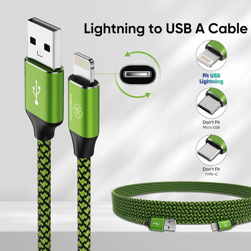 Iphone Charger 5 Pack 10 Ft USB Lightning Cable Apple Mfi Certified Cable Fast C gallery