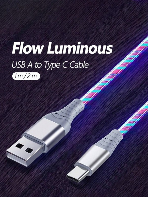 LED Light Up USB C Cable Fast Charging Cord For iPhone 15 16 17 Samsung Android gallery