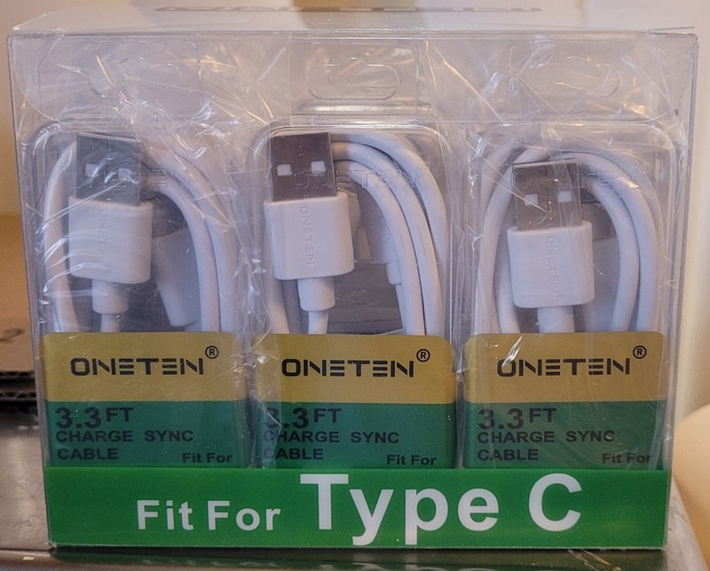 USB Cable Type C Android ONETEN 3.3ft Charge Sync Cable Case LOT OF 12