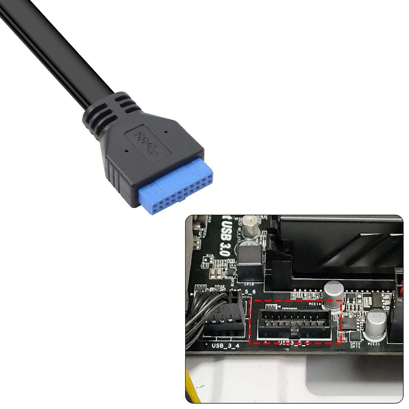 USB 3.0 Front Panel Cable Motherboard 19/20pin Cable to USB Female Splitter Adap gallery