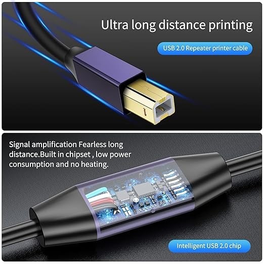 USB B to USB C Printer Cable 50FT, USB C MIDI Cable for MacBook , HP, Epson, ... gallery