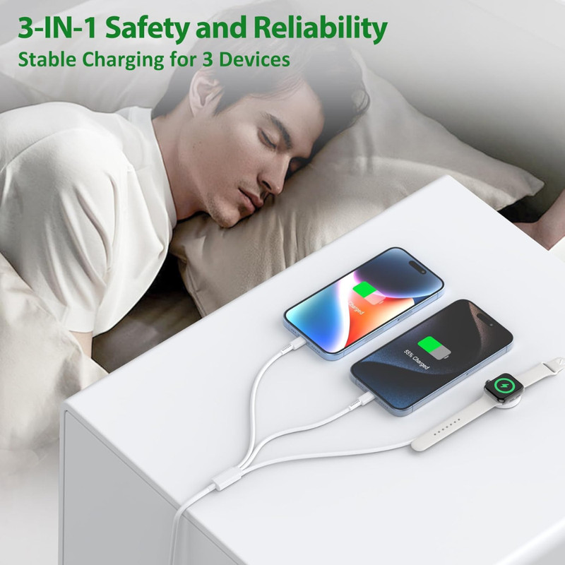 3 in 1 USB C Charger Magnetic Cable For iWatch 9/8/7/6/5/4/3/2/1 iPhone 16 15 14 gallery