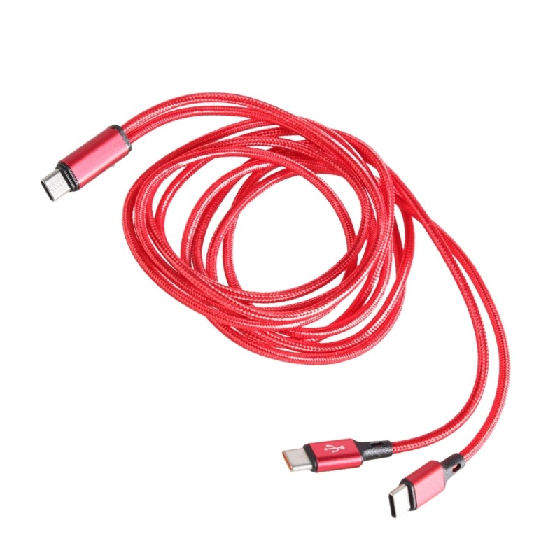 Long USB C to 2 USB C Fast Charging Data Splitter Cable for Multiple Devices