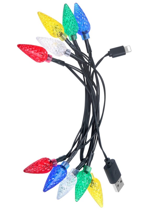 LED Christmas Light Phone Charger Cord USB Decorations, Black gallery