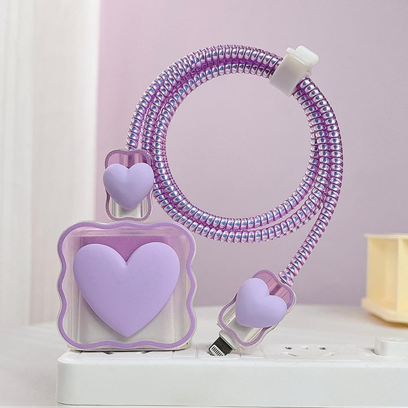 SOKPEWWM Waves Purple Heart Shape DIY 18W 20W Data Cable USB Charger 1.4m gallery