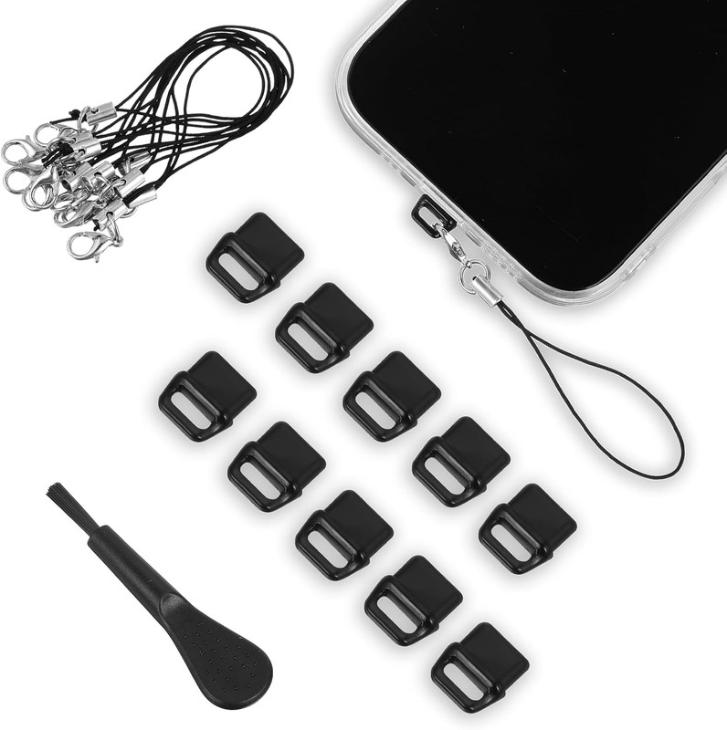 10 Pcs USB C Port Cover, Phone USB C Dust Plug Charm with Tab Lanyard Cleaning B