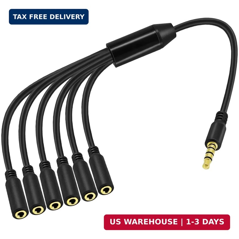 Yeebline 1 to 6 Ways 3.5mm Splitter Extension Cable, 1/8 inch 3.5mm TRRS Male St