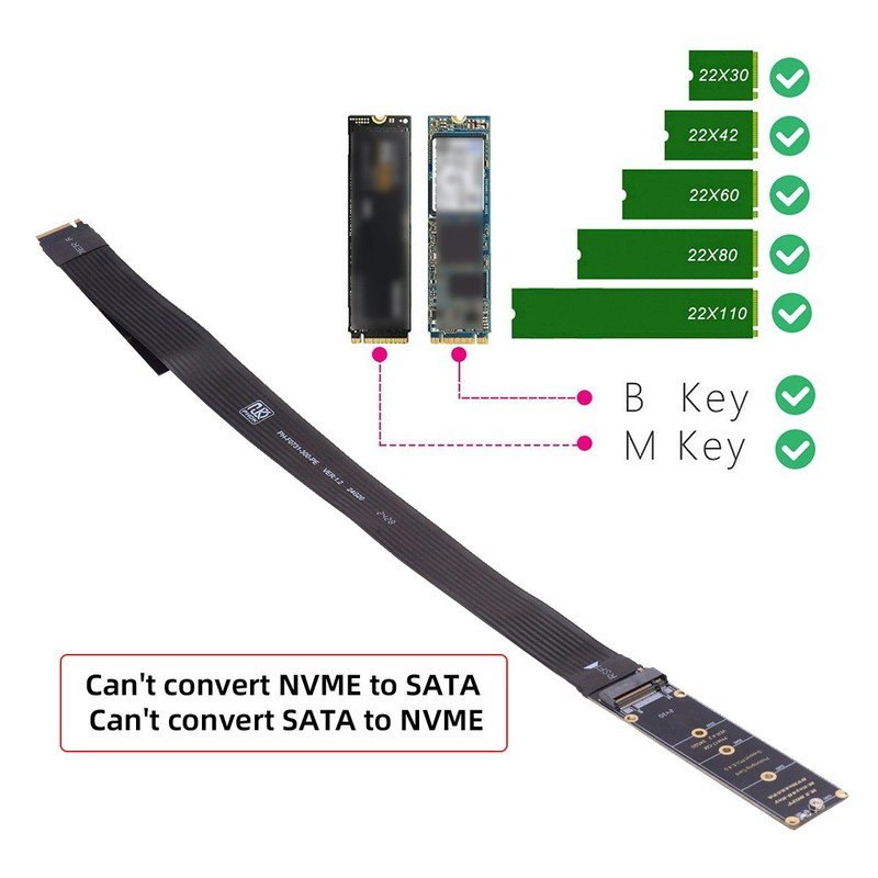 Chenayng M-Key NVME Male PCI-E 4.0 to PCI Extension Cable 30cm for Mainboard SSD gallery