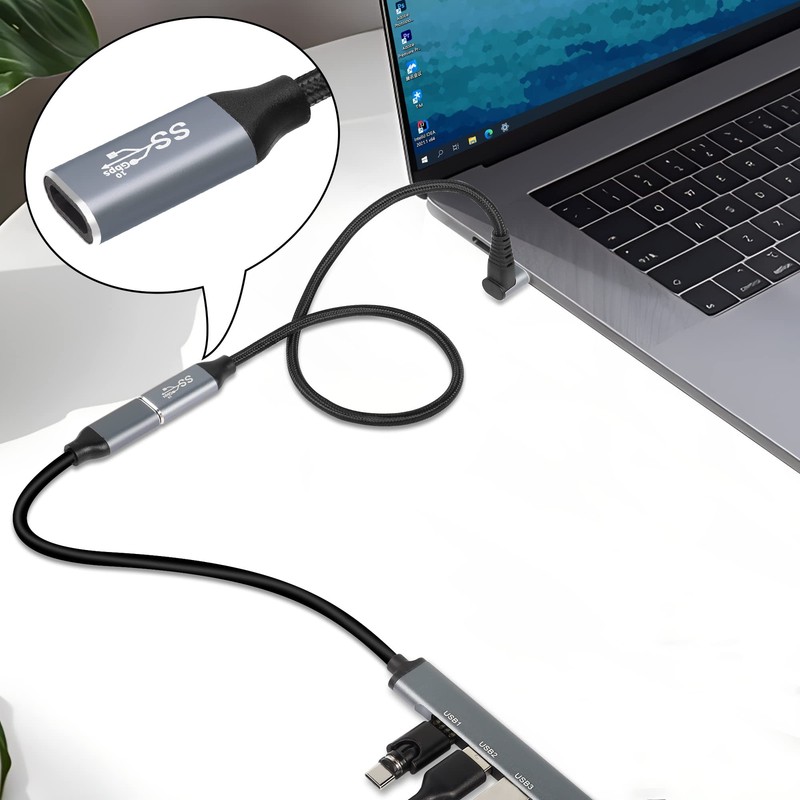 2M Right Angle USB C Extension Cable 90 Degree 10Gbps PD 100W Up Down Type-C gallery