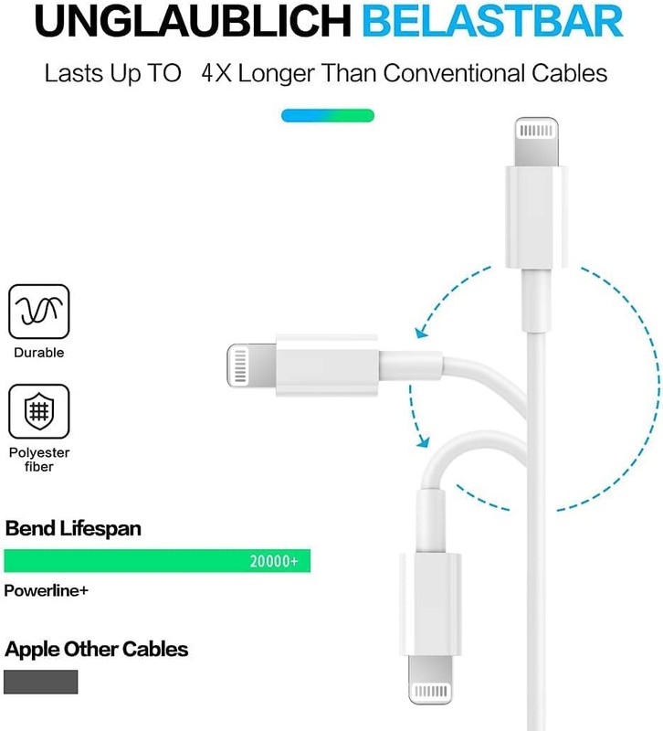 RCTech USB C to Lightning Cable 3Pack 6FT [MFi Certified] 6 feet, White gallery