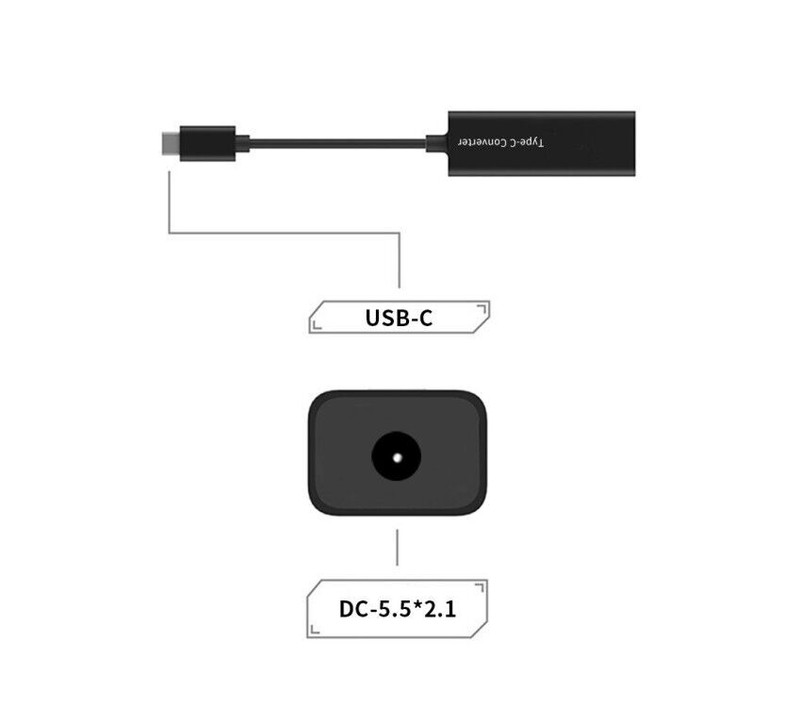 DC Input to USB Type C Output Converter Adapter 65W for Lenovo Dell HP ASUS Acer gallery