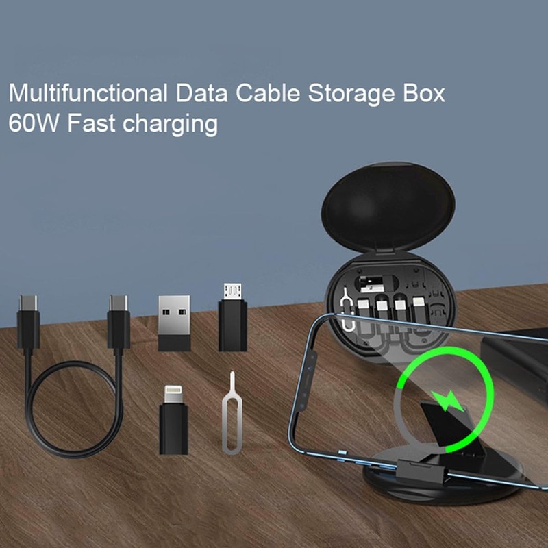 Multifunctional Data Cable Storage Box USB-C Micro USB Adapter White Universal gallery