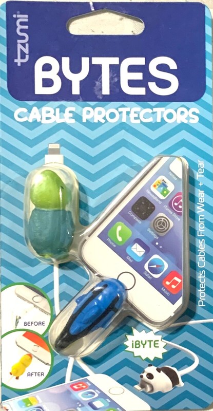 Tzumi Bytes Cable Protectors, Blue Green Turtle and Blue Black Fish