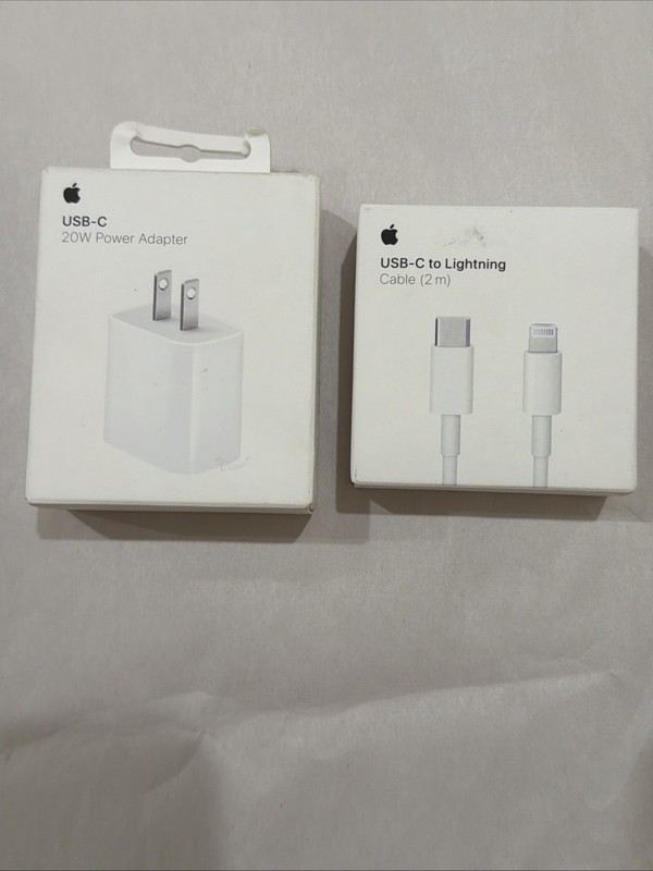 GENUINE Apple 20W USB-C Power Adapter + 2 Lightning Cable Fast Charge OPEN NEW!