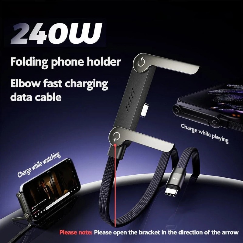 2in1 Invisible Holder Charger Cable–240W Fast Charging Cord with Phone Stand Lot gallery
