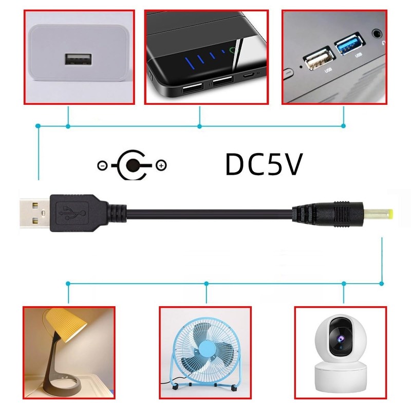 Versatile USB 2.0 to DC 4.0x1.7mm Cable - 120cm, Perfect for Small Devices gallery