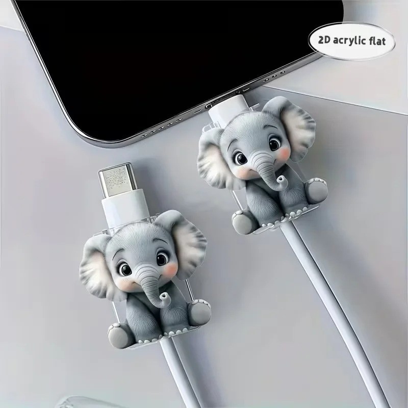 2 PCS Cute Elephant Cable Protector for Type-C – Anti-Break Durable gallery