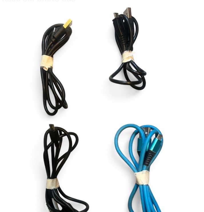 Assorted Universal Charging Cables USB-A USB-C Micro-USB Black Blue White Lot gallery