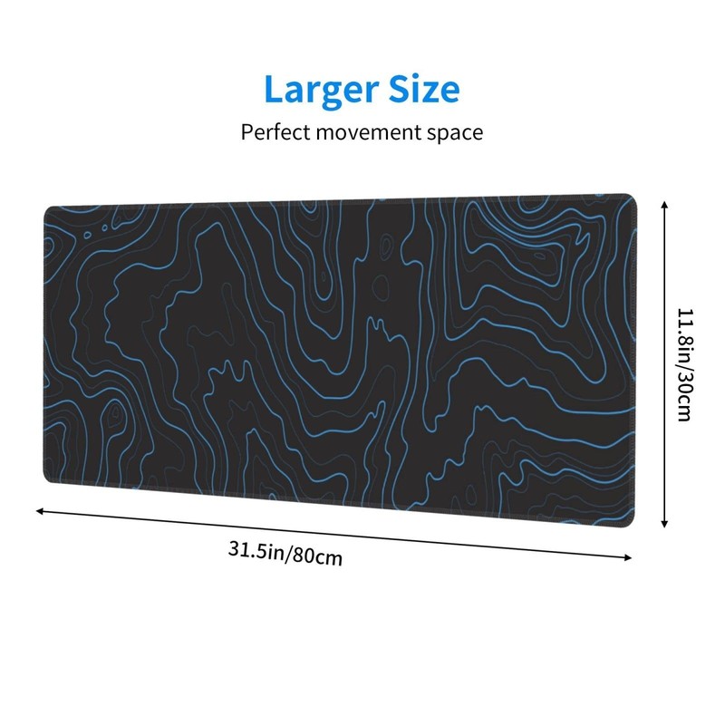 Topographic Contour Gaming Mouse Pad XL, Large Non Slip Rubber Mousepad, Stit... gallery