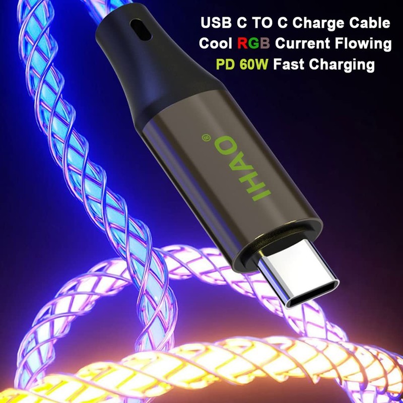 RGB USB A To Type C Fast Charging Cable 39 Inch Light Up Colourful Data Cord gallery