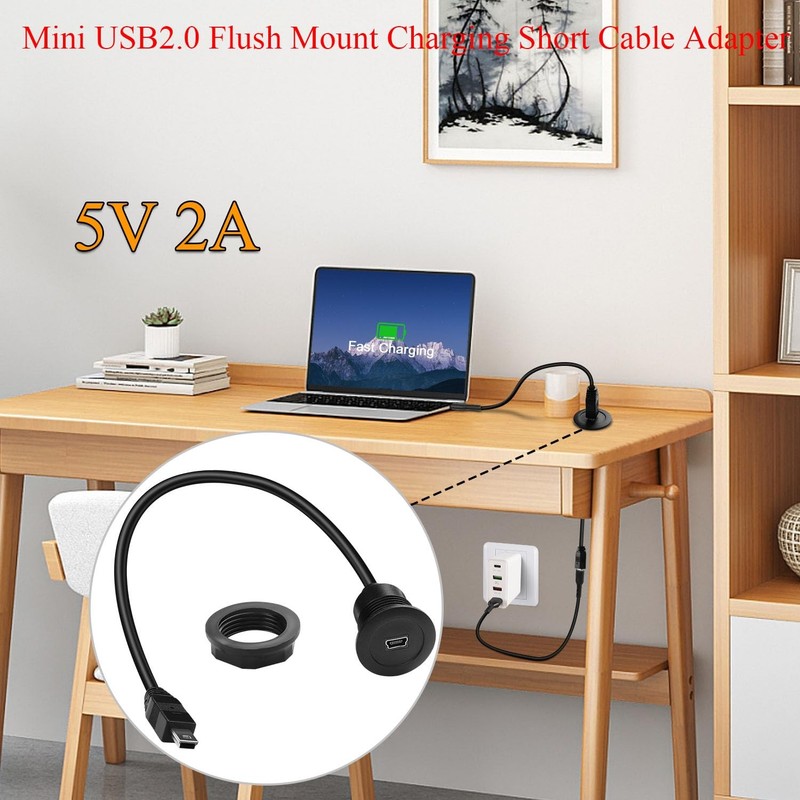 Mini USB Flush Mount Extension Cable Male to Female 480Mbps 30cm 11.8 In gallery