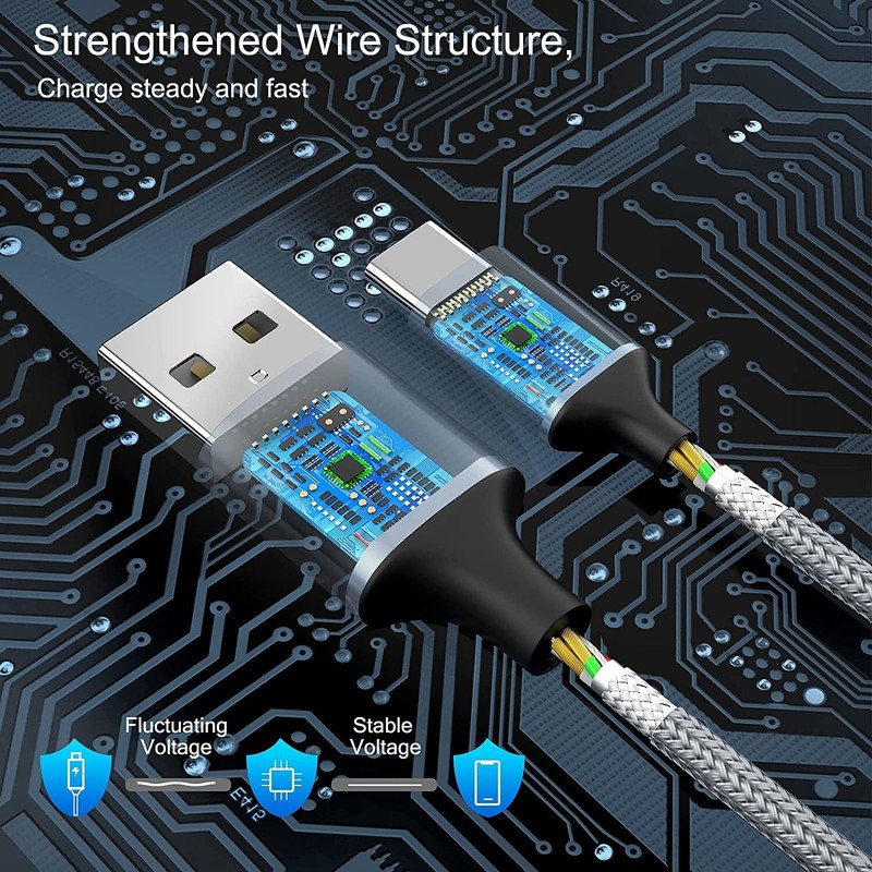 Braided USB C Type-C Fast Charging Data SYNC Charger Cable Cord 3/6/10FT LONG US gallery