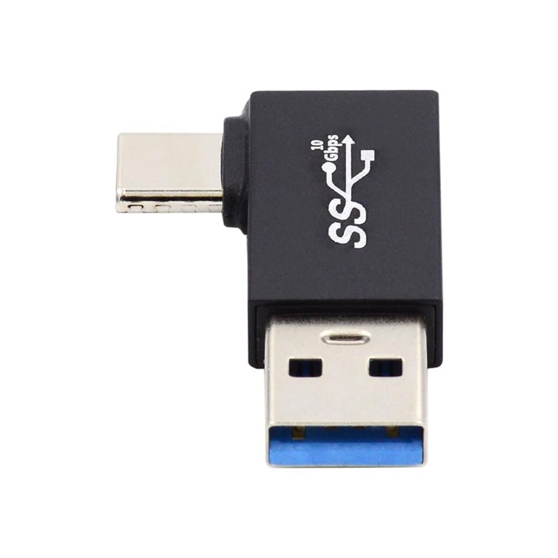 Left Angled 90 Degree USB3.0 Type A Male to USB 3.1 Type C Male Data 10Gbps C... gallery