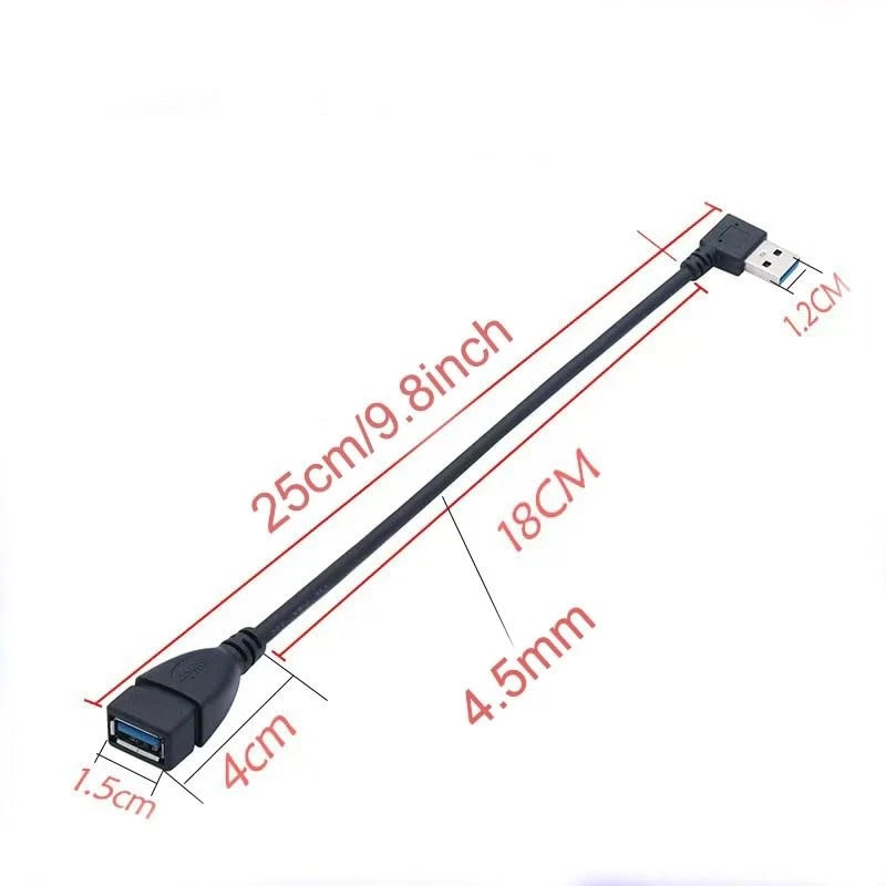 2 PACK 90 Degree Left and Right Angle USB 3.0 male to female extension cable ... gallery