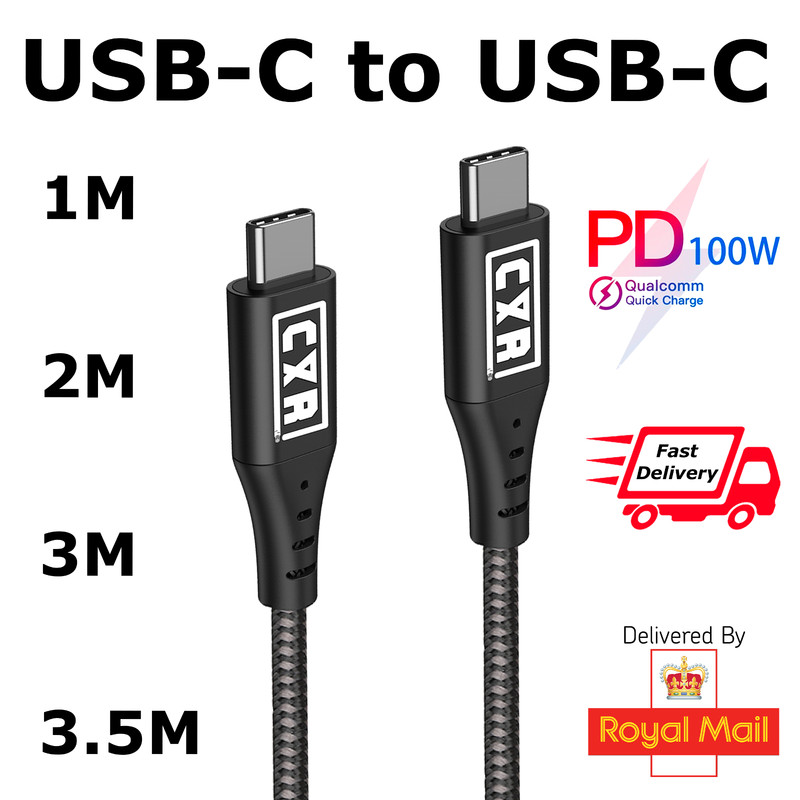C&R | USB C to USB C Cable | Nylon Braided Fast Charge USB3.2Gen2 100W 20Gbps 4K gallery