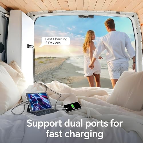 50W 12V USB Outlet Dual 25W USB-C Charger PD 3.0 Aluminum Fast Charging 1Pcs gallery