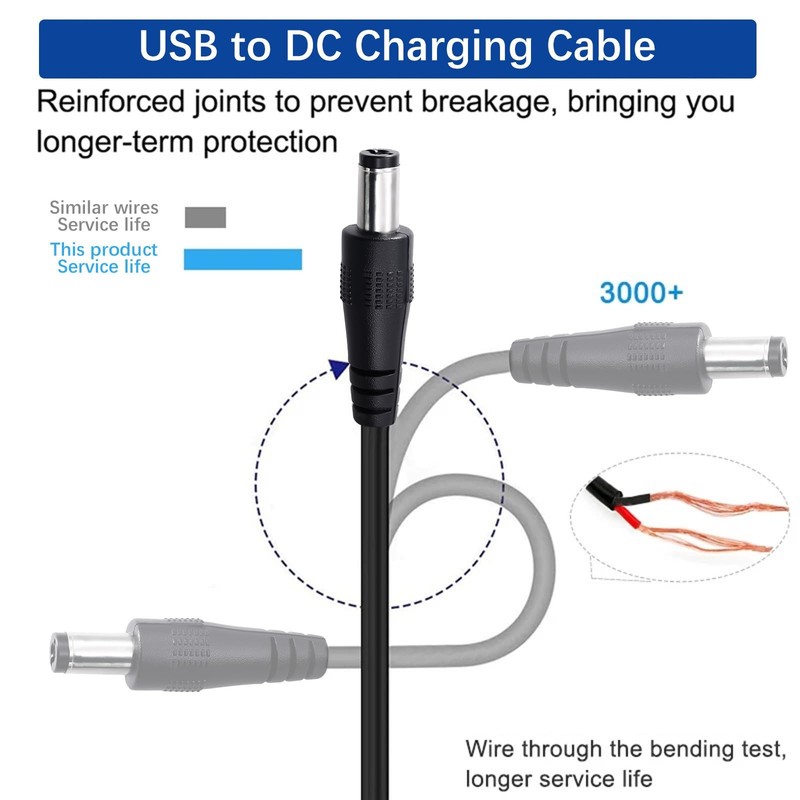 USB to DC 5521 Power Cord 5ft, USB A Male to DC 5.5x2.1mm Male Power Cable Al... gallery