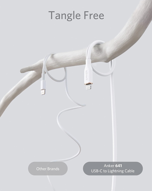 Anker 641 USB-C to Lightning Cable White MFi Certified (3ft, Flow, Silicone) gallery